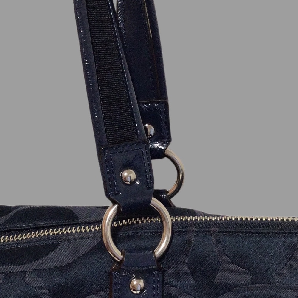 COACH Signature Coated Canvas Shoulder Bag,‎ Large, Dark Blue - Picture 10 of 16